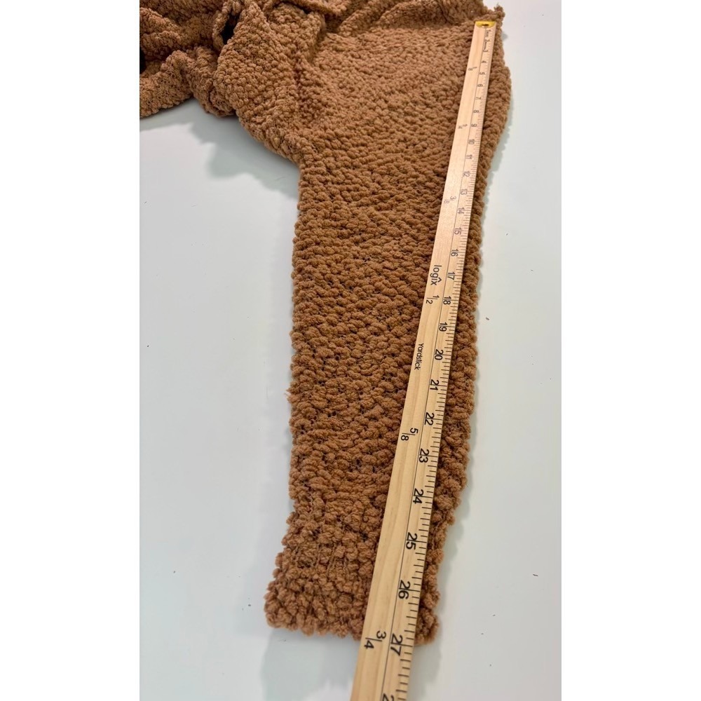 Zenana Popcorn Knit Cardigan Button Front Pocket Camel Brown XL Teddy Oversized - Picture 12 of 14